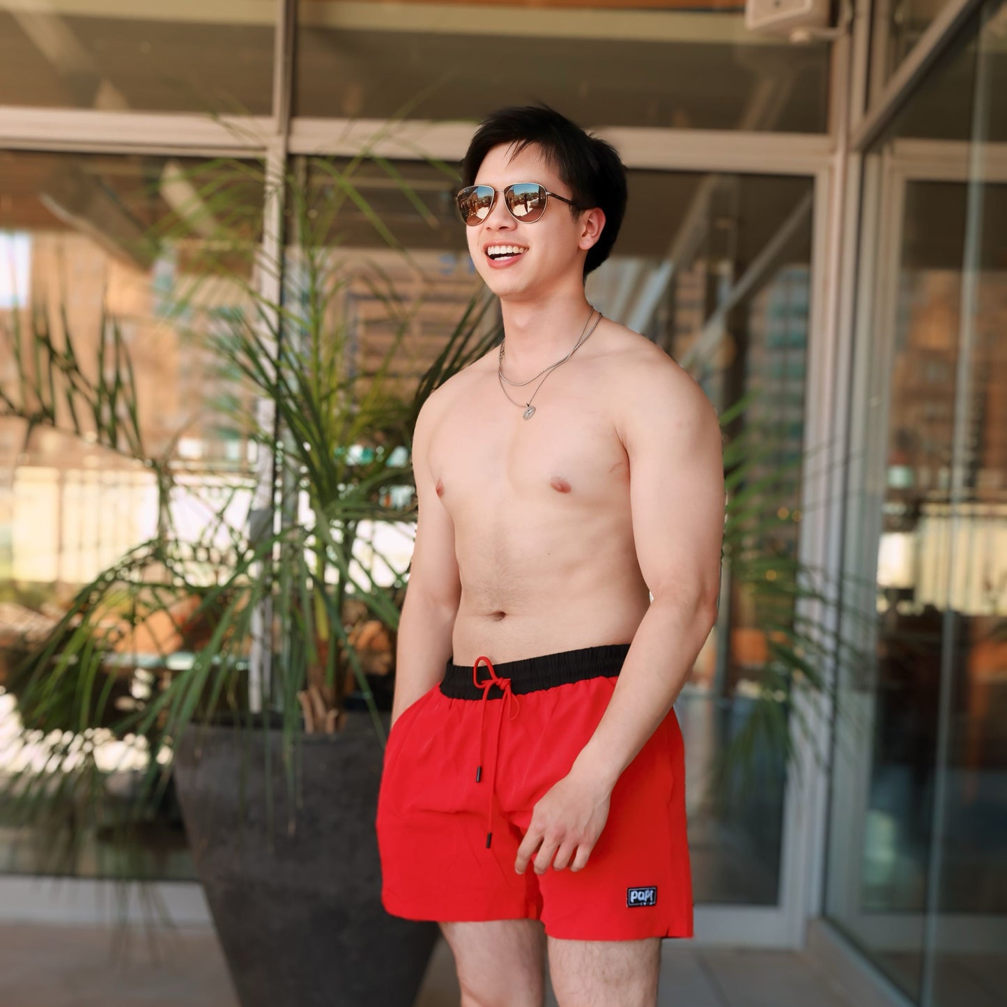 PAPI MEN TRUNKS 5.5" & 7.5" STRETCH-RED