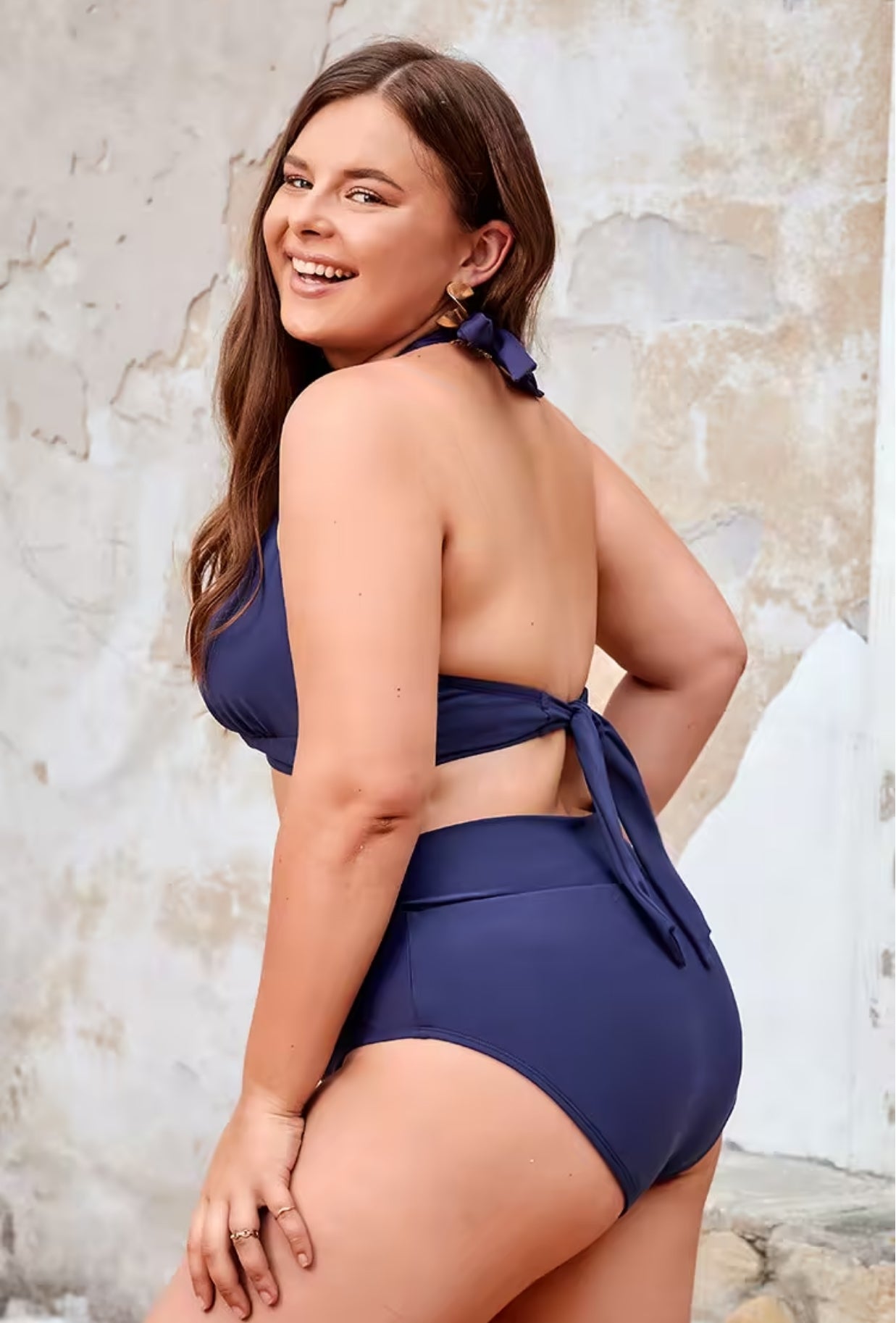 Summer Dreaming Overlapped High Waist Plus Size Bikini Bottoms