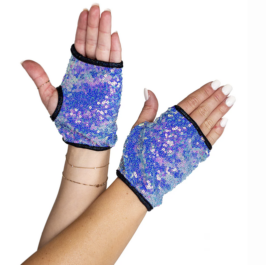 Sequin Glove- Jade Blue