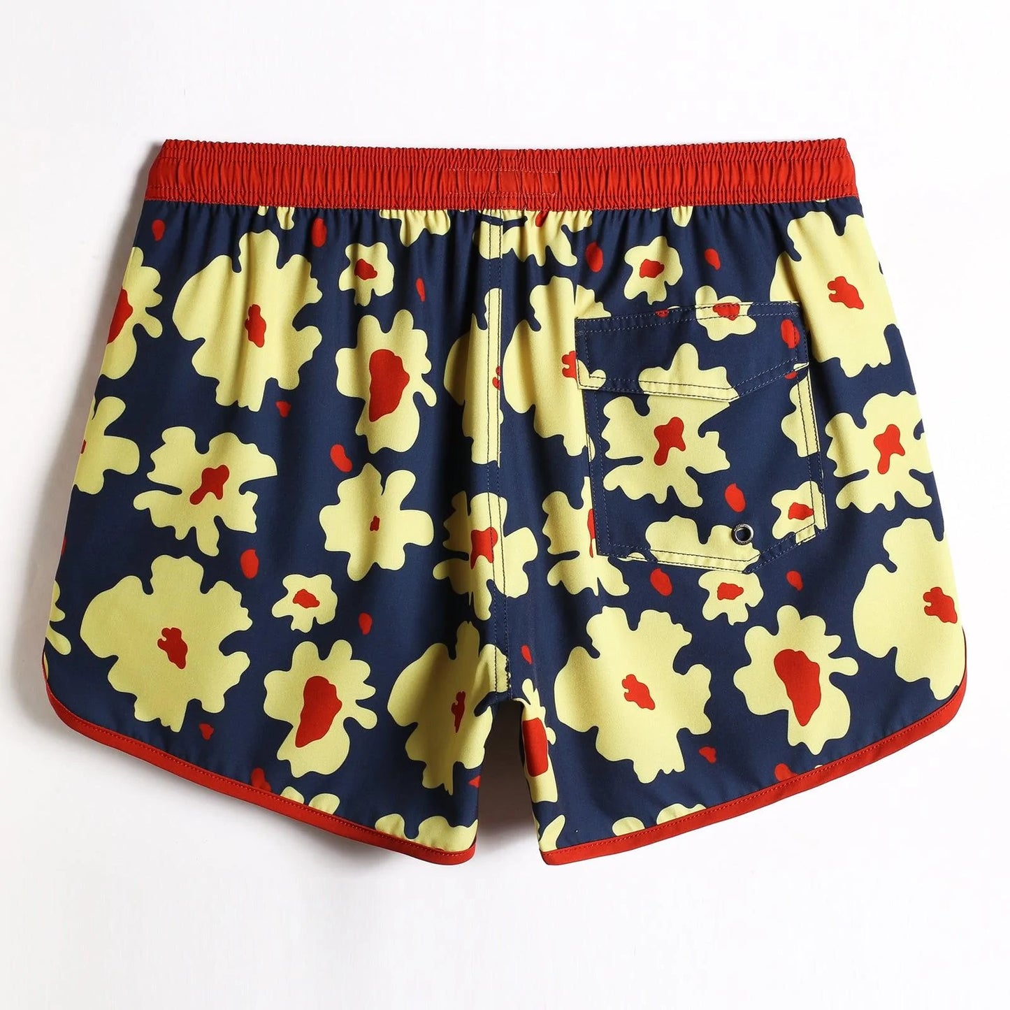 4.5 Inch Inseam Vintage Stretch Omelette Flower Swim Trunks