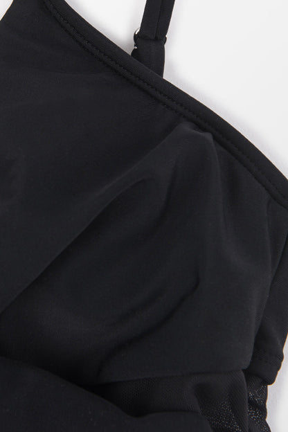 Forest Adventure Solid Mesh Wrap Front Cutout One Piece Swimsuit