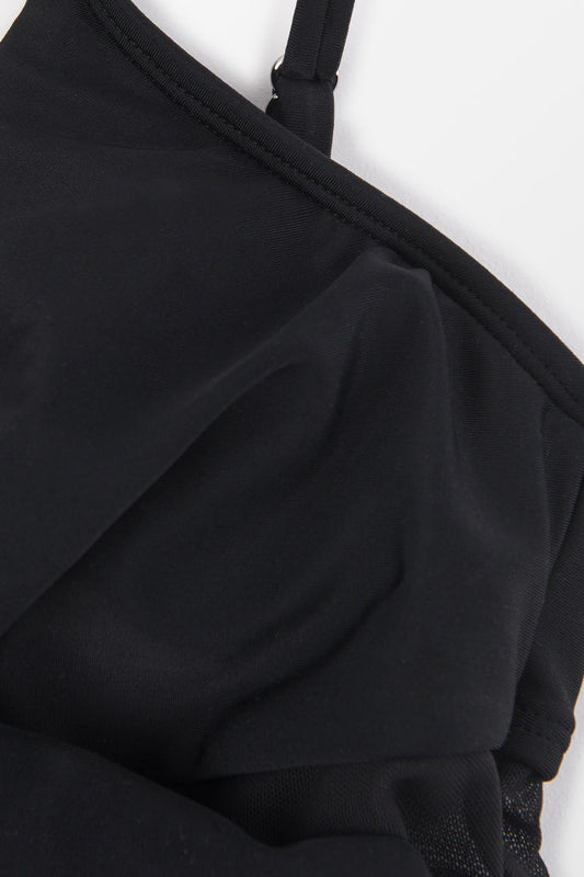 Forest Adventure Solid Mesh Wrap Front Cutout One Piece Swimsuit