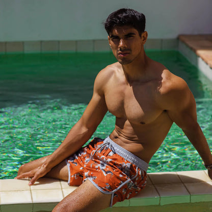 4.5 Inch Vintage Stretch Pear Blossom Swim Trunks