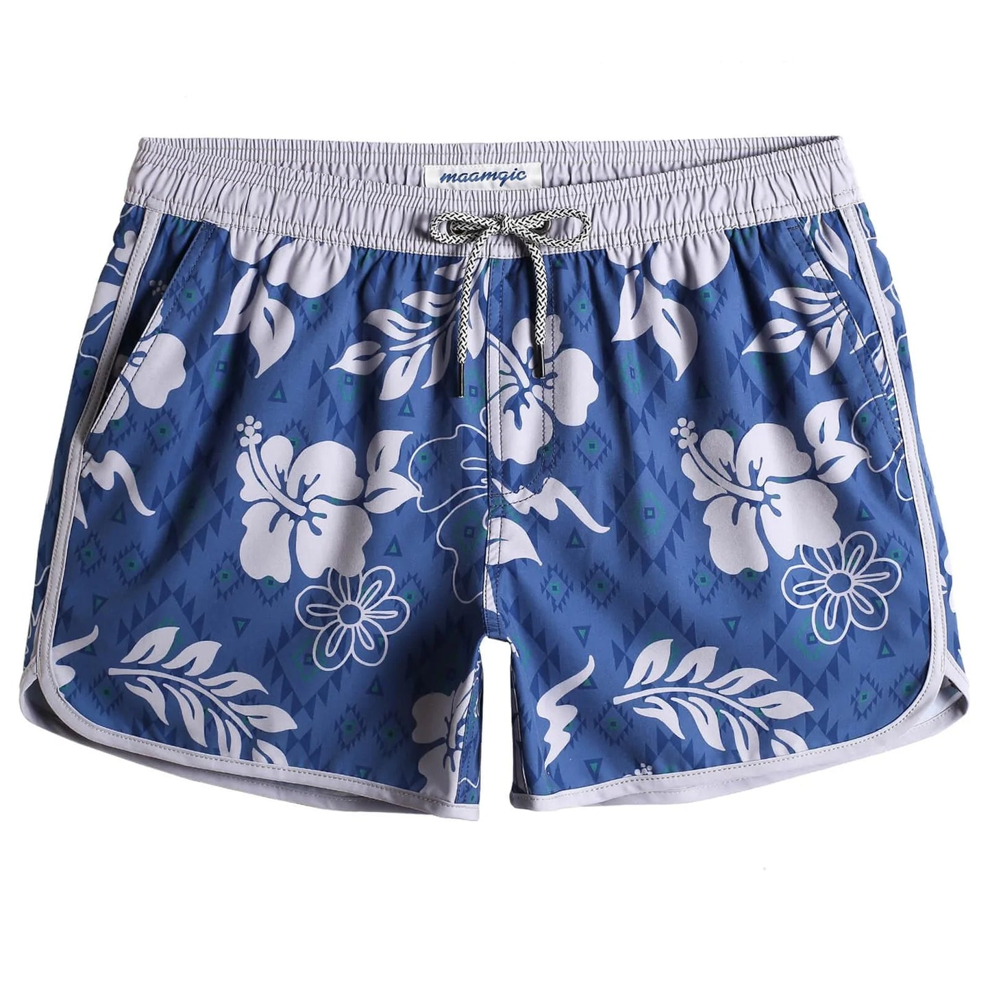4.5 Inch Vintage Stretch Icy Floral Swim Trunks
