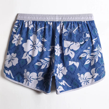 4.5 Inch Vintage Stretch Icy Floral Swim Trunks