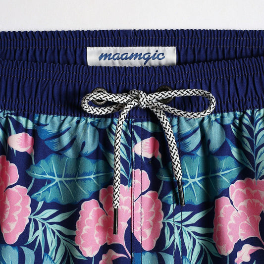 4.5 Inch Inseam Vintage Stretch Ginkgo Pin Swim Trunks
