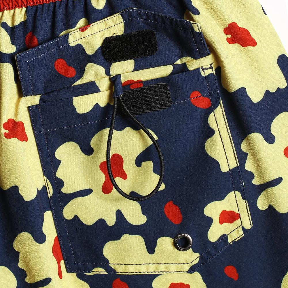 4.5 Inch Inseam Vintage Stretch Omelette Flower Swim Trunks